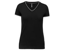 T-shirt maille piquée col V femme