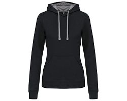 Sweat-shirt capuche contrastée femme