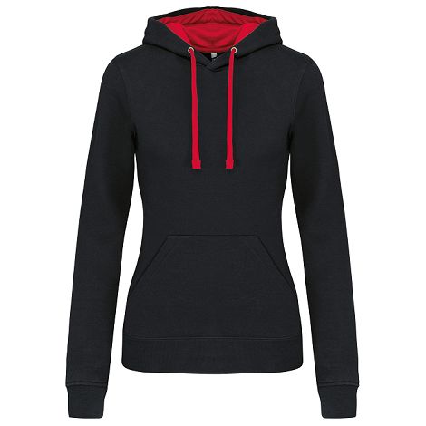  Sweat-shirt capuche contrastée femme