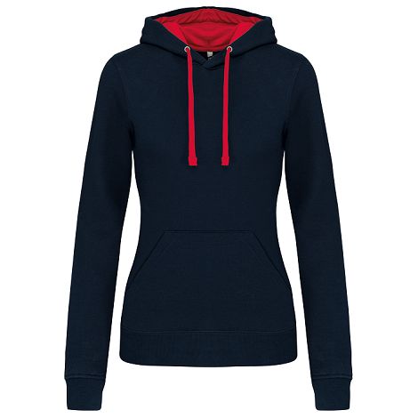  Sweat-shirt capuche contrastée femme