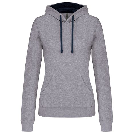  Sweat-shirt capuche contrastée femme