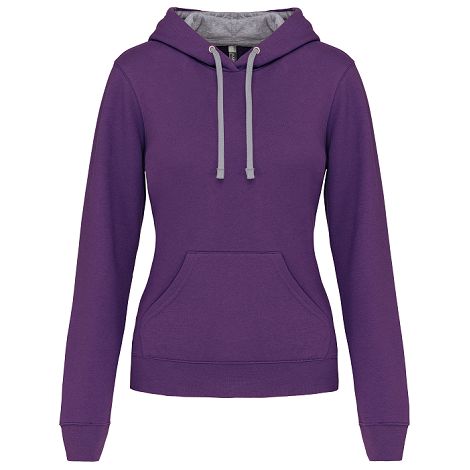  Sweat-shirt capuche contrastée femme