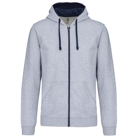  Sweat-shirt zippé capuche contrastée