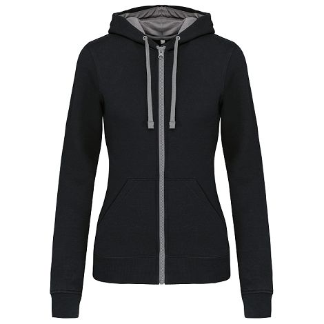  Sweat-shirt zippé capuche contrastée femme