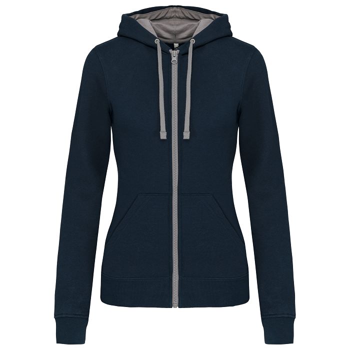  Sweat-shirt zippé capuche contrastée femme