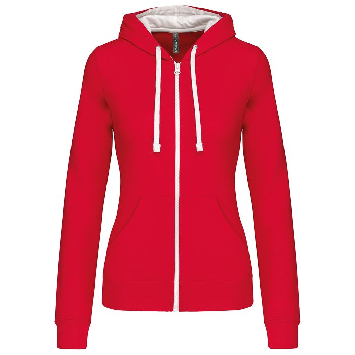  Sweat-shirt zippé capuche contrastée femme