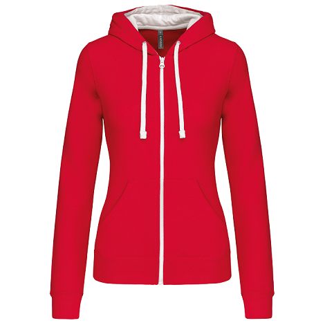  Sweat-shirt zippé capuche contrastée femme