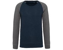 Sweat-shirt French Terry Bio bicolore col rond manches raglan hom