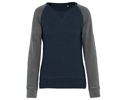 Sweat-shirt French Terry Bio bicolore col rond manches raglan fem