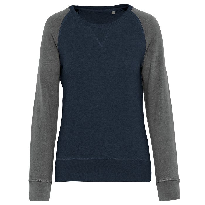  Sweat-shirt French Terry Bio bicolore col rond manches raglan fem