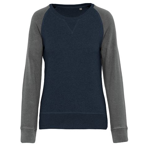  Sweat-shirt French Terry Bio bicolore col rond manches raglan fem