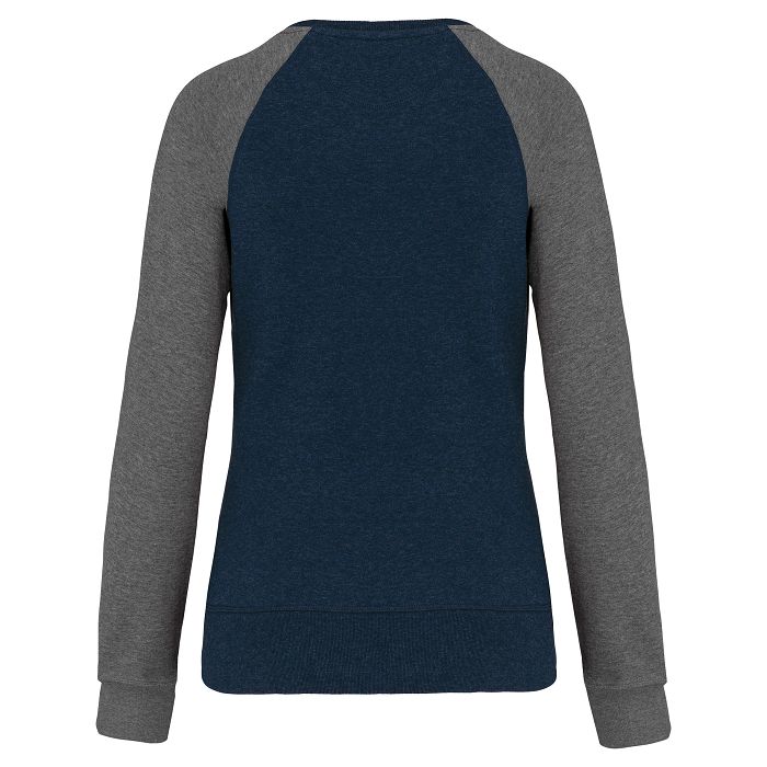  Sweat-shirt French Terry Bio bicolore col rond manches raglan fem