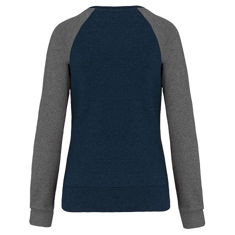  Sweat-shirt French Terry Bio bicolore col rond manches raglan fem