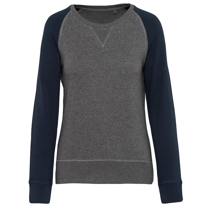  Sweat-shirt French Terry Bio bicolore col rond manches raglan fem