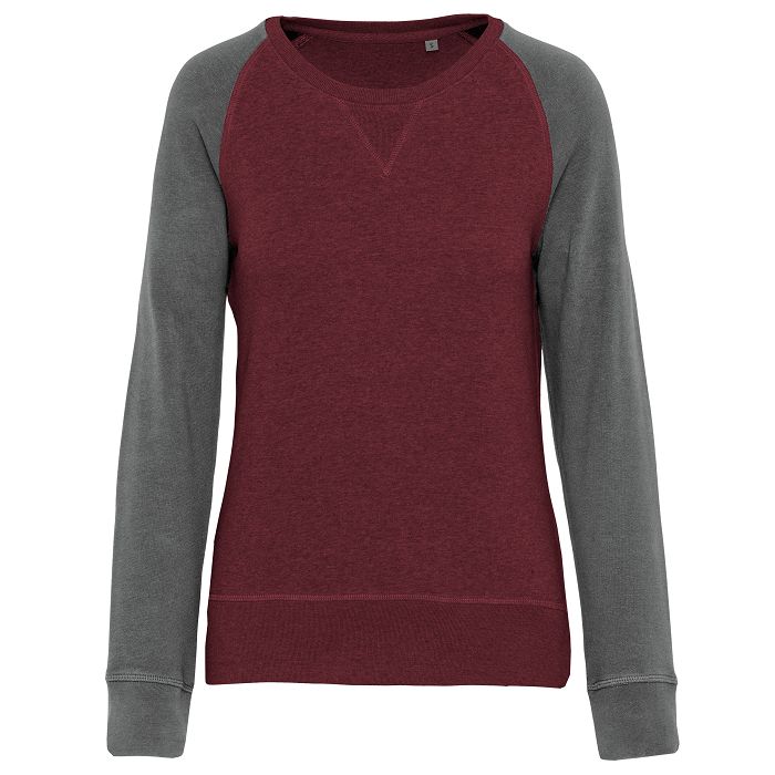  Sweat-shirt French Terry Bio bicolore col rond manches raglan fem