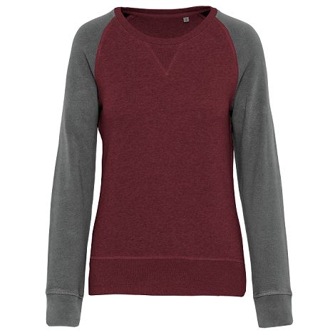  Sweat-shirt French Terry Bio bicolore col rond manches raglan fem