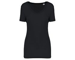 T-shirt Lyocell TENCEL™ col V manches courtes femme - 145 g