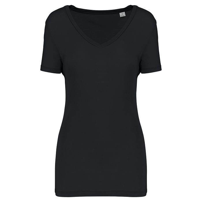  T-shirt Lyocell TENCEL™ col V manches courtes femme - 145 g