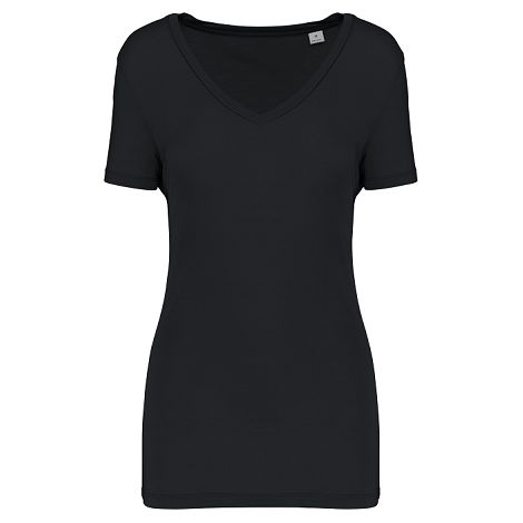  T-shirt Lyocell TENCEL™ col V manches courtes femme - 145 g