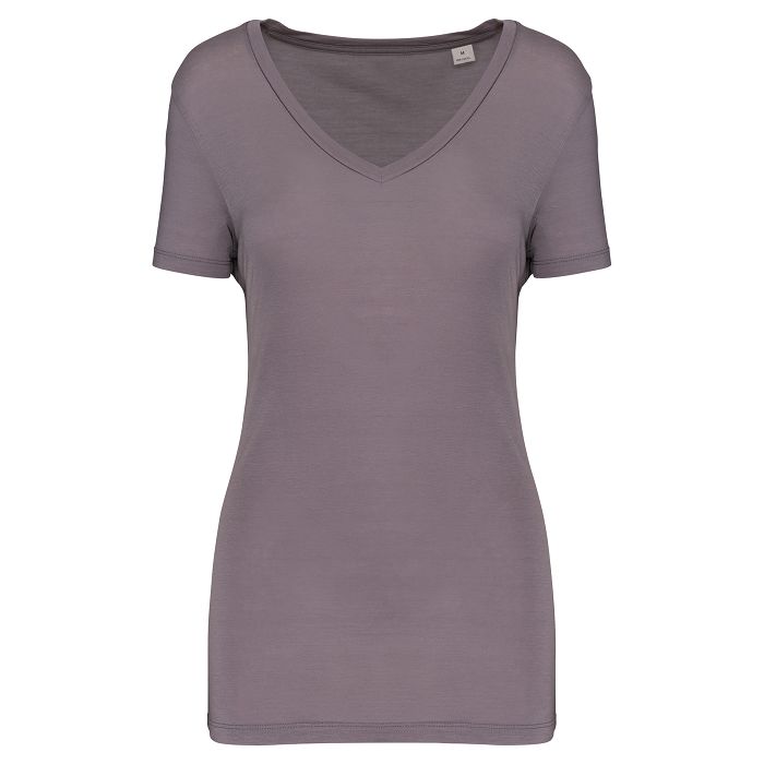  T-shirt Lyocell TENCEL™ col V manches courtes femme - 145 g