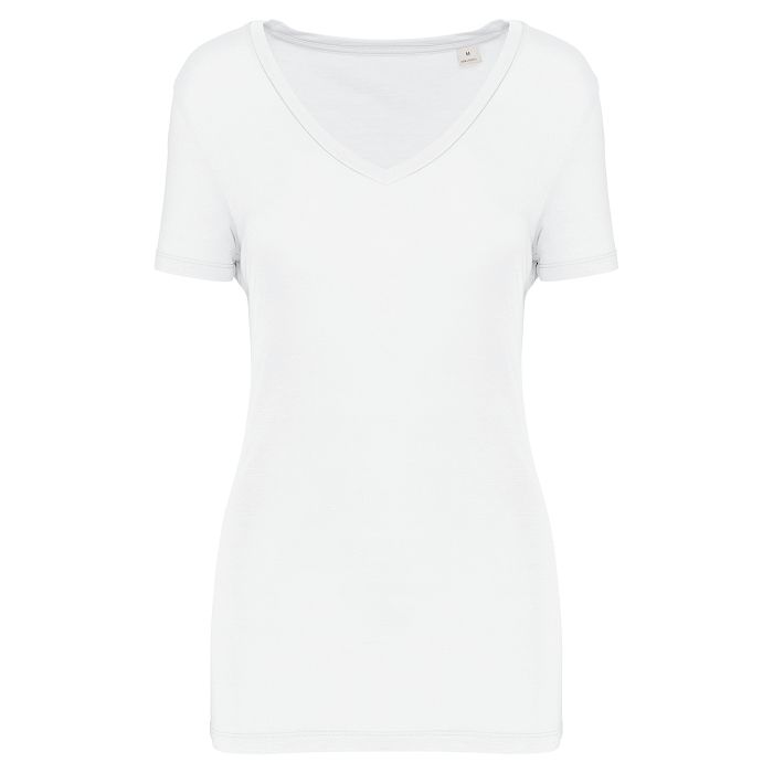 T-shirt Lyocell TENCEL™ col V manches courtes femme - 145 g