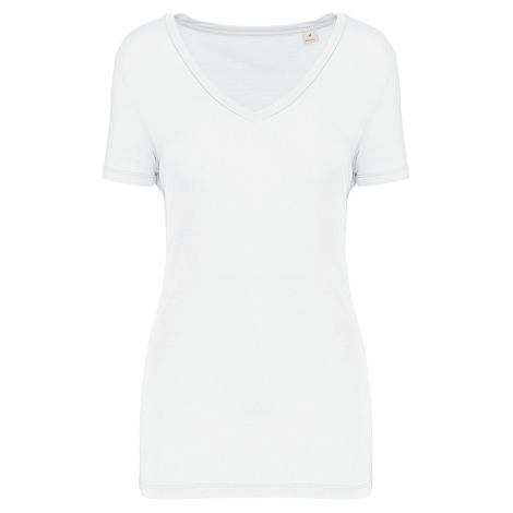  T-shirt Lyocell TENCEL™ col V manches courtes femme - 145 g