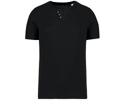 T-shirt écoresponsable henley manches courtes homme - 140 g