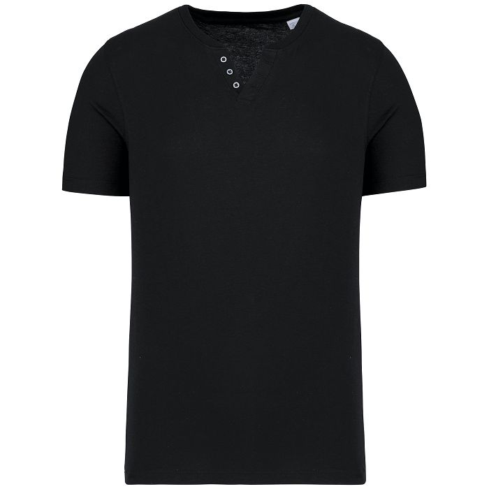  T-shirt écoresponsable henley manches courtes homme - 140 g