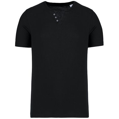  T-shirt écoresponsable henley manches courtes homme - 140 g