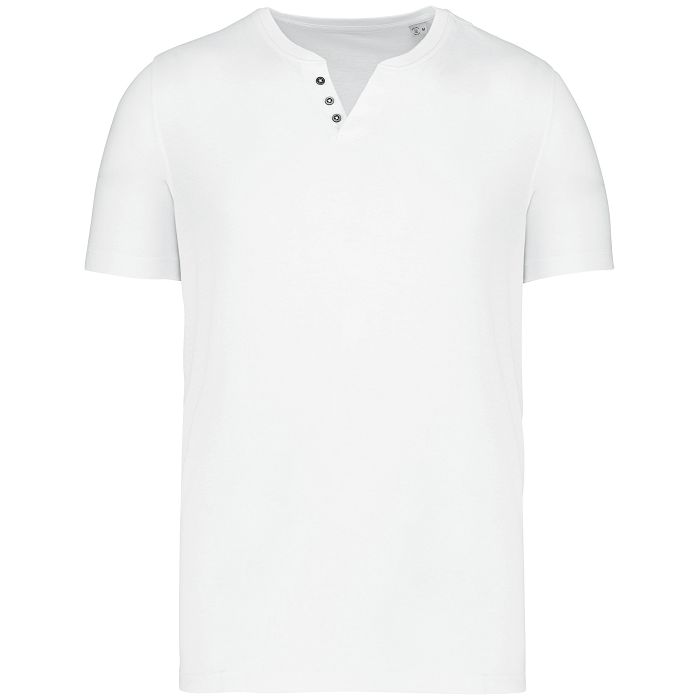  T-shirt écoresponsable henley manches courtes homme - 140 g