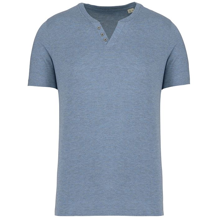  T-shirt écoresponsable henley manches courtes homme - 140 g