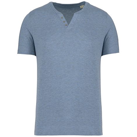  T-shirt écoresponsable henley manches courtes homme - 140 g