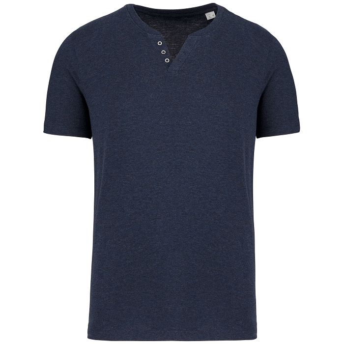  T-shirt écoresponsable henley manches courtes homme - 140 g