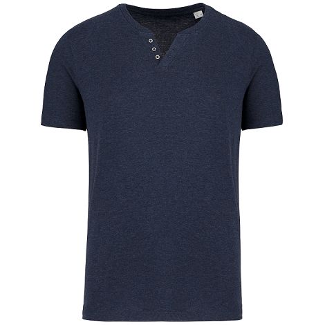  T-shirt écoresponsable henley manches courtes homme - 140 g