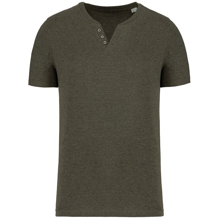  T-shirt écoresponsable henley manches courtes homme - 140 g