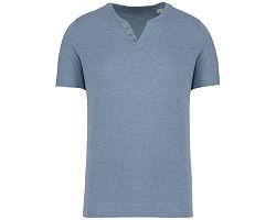 T-shirt écoresponsable henley manches courtes homme - 140 g