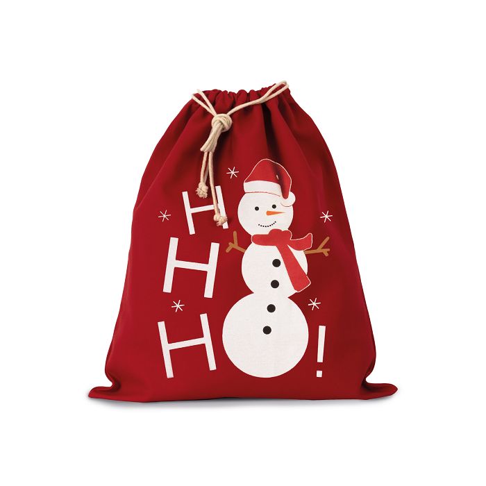  Sac coton à cordon motif bonhomme de neige