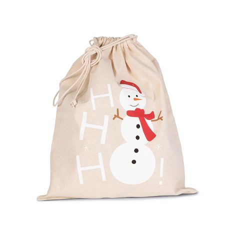  Sac coton à cordon motif bonhomme de neige