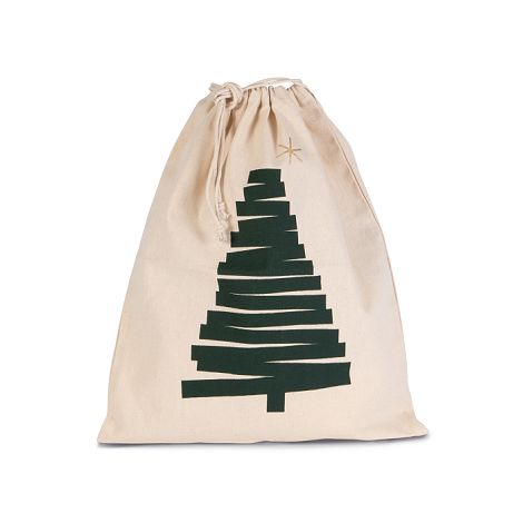  Sac coton à cordon motif sapin