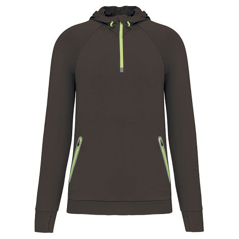  Sweat-shirt à capuche 1/4 zip sport unisexe