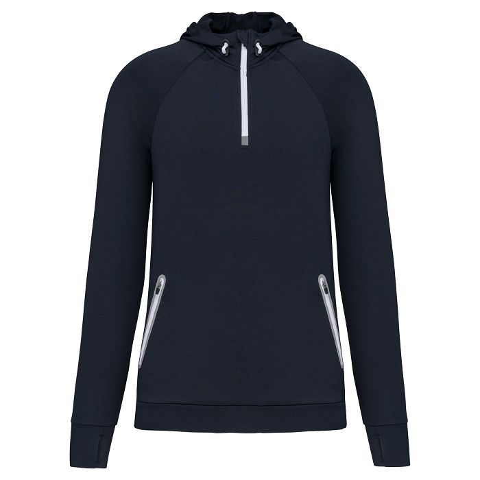  Sweat-shirt à capuche 1/4 zip sport unisexe