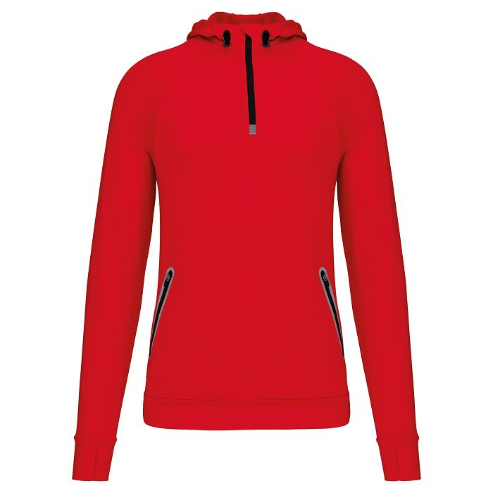  Sweat-shirt à capuche 1/4 zip sport unisexe