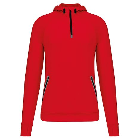  Sweat-shirt à capuche 1/4 zip sport unisexe