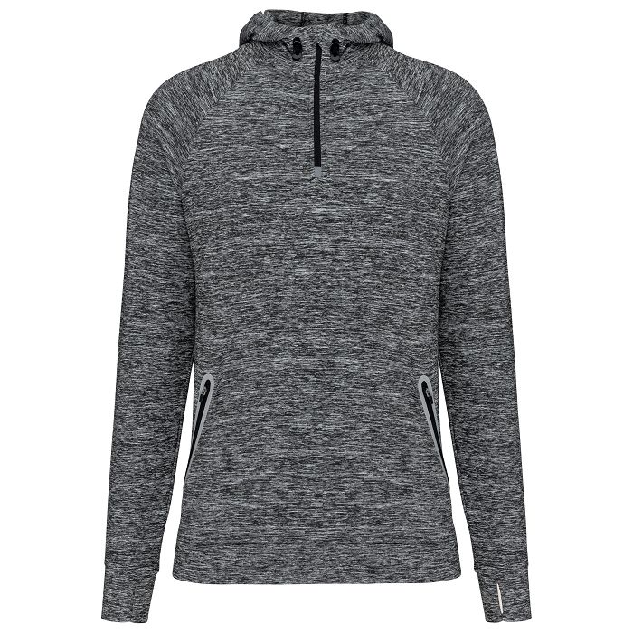  Sweat-shirt à capuche 1/4 zip sport unisexe