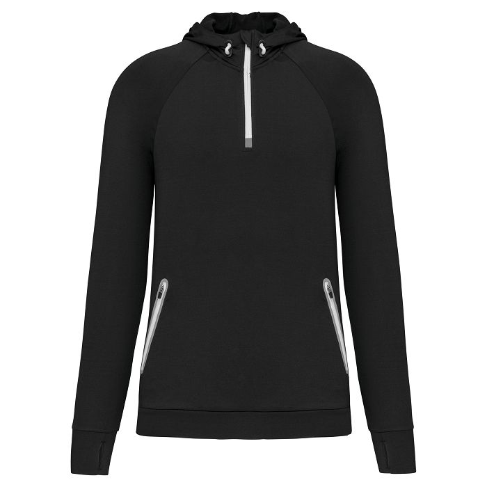  Sweat-shirt à capuche 1/4 zip sport unisexe