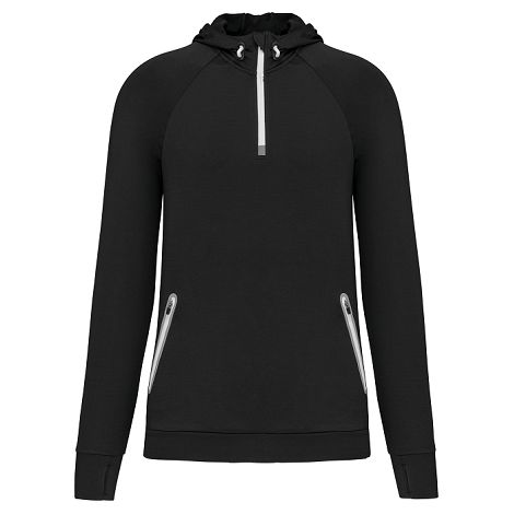  Sweat-shirt à capuche 1/4 zip sport unisexe