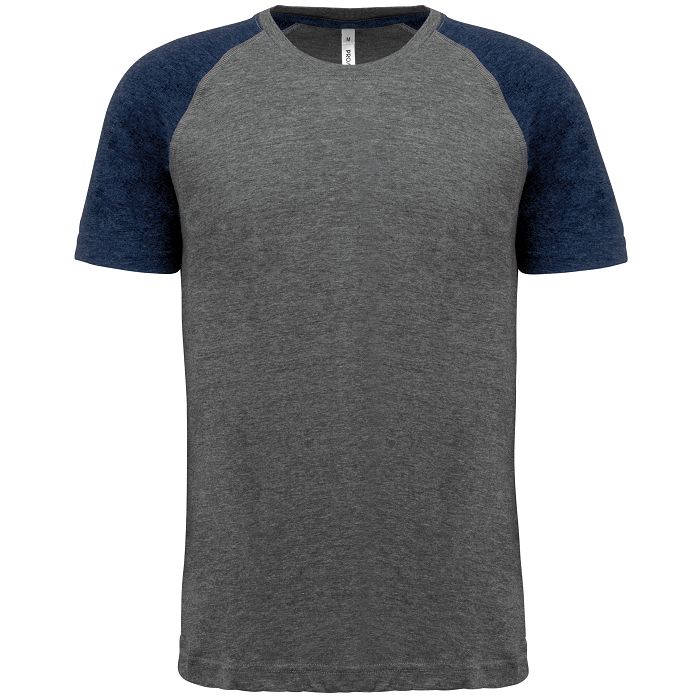  T-shirt triblend bicolore sport manches courtes unisexe