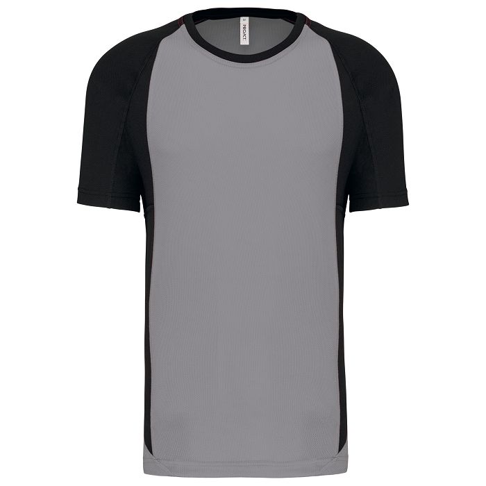  T-shirt de sport bicolore manches courtes unisexe