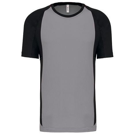  T-shirt de sport bicolore manches courtes unisexe