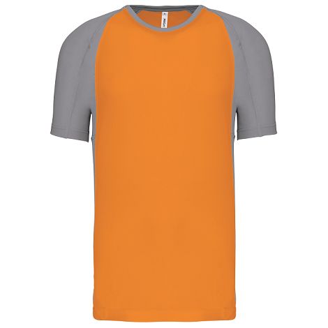  T-shirt de sport bicolore manches courtes unisexe